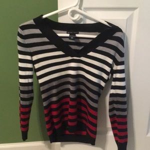 New York & Company V Neck Striped Sweater size XS